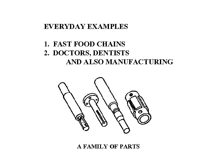 EVERYDAY EXAMPLES 1. FAST FOOD CHAINS 2. DOCTORS, DENTISTS AND ALSO MANUFACTURING A FAMILY
