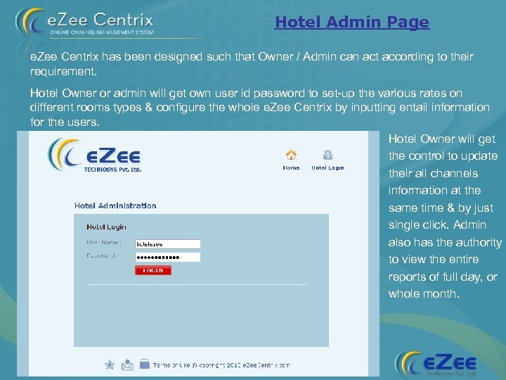 Hotel Admin Page e. Zee Centrix has been designed such that Owner / Admin