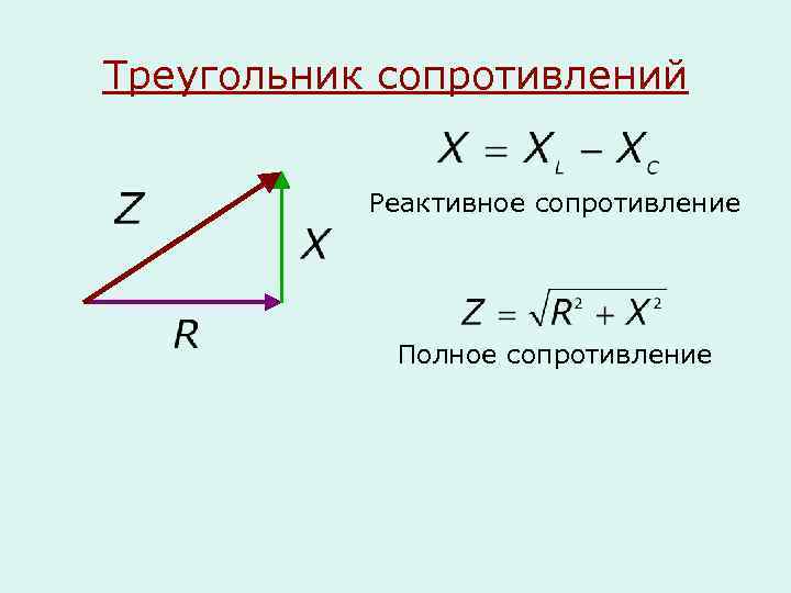 Треугольник сопротивлений Реактивное сопротивление Полное сопротивление 