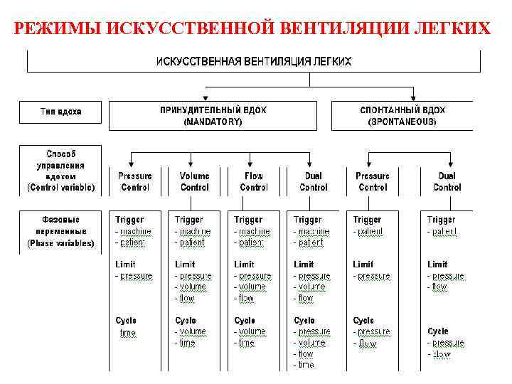 РЕЖИМЫ ИСКУССТВЕННОЙ ВЕНТИЛЯЦИИ ЛЕГКИХ 