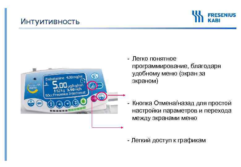 Интуитивность - Легко понятное программирование, благодаря удобному меню (экран за экраном) - Кнопка Отмена/назад