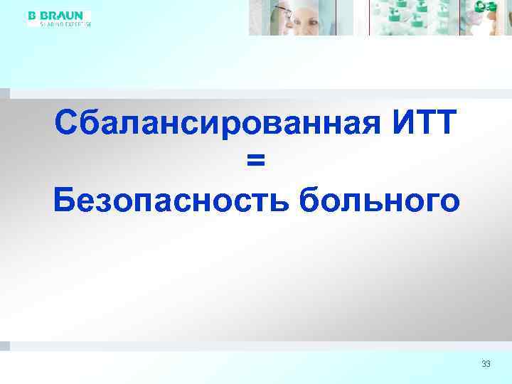 Сбалансированная ИТТ = Безопасность больного 33 