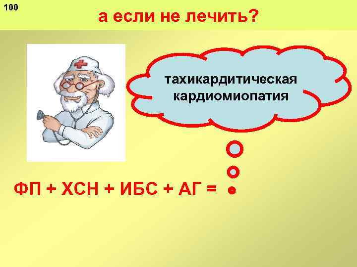 100 а если не лечить? тахикардитическая кардиомиопатия ФП + ХСН + ИБС + АГ