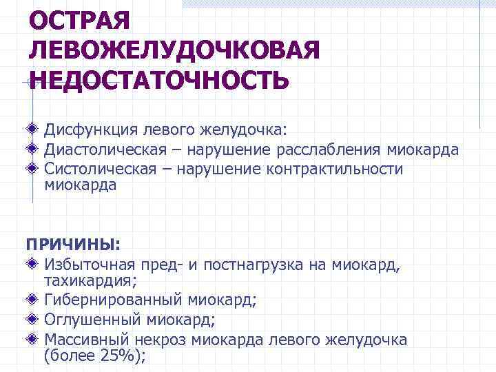 Картина острой левожелудочковой недостаточности