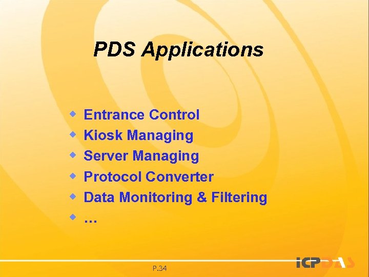 PDS Applications w w w Entrance Control Kiosk Managing Server Managing Protocol Converter Data
