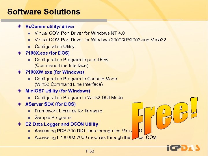 Software Solutions Vx. Comm utility/ driver n Virtual COM Port Driver for Windows NT