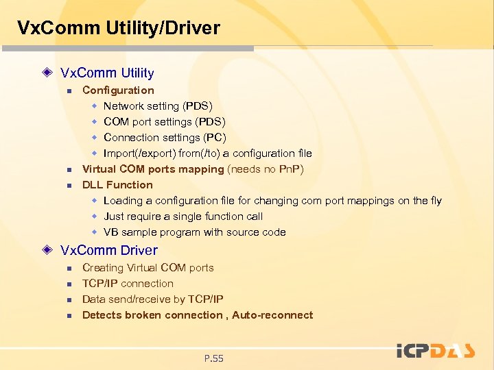 Vx. Comm Utility/Driver Vx. Comm Utility n n n Configuration w Network setting (PDS)