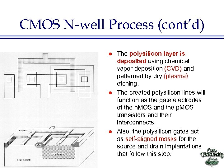 CMOS N-well Process (cont’d) l l l EE 415 VLSI Design The polysilicon layer