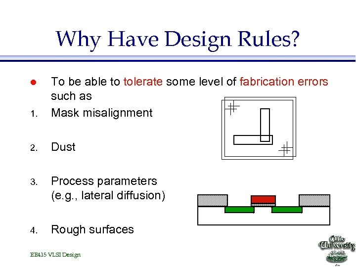 Why Have Design Rules? 1. To be able to tolerate some level of fabrication