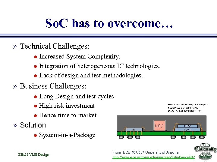 So. C has to overcome… » Technical Challenges: l l l Increased System Complexity.