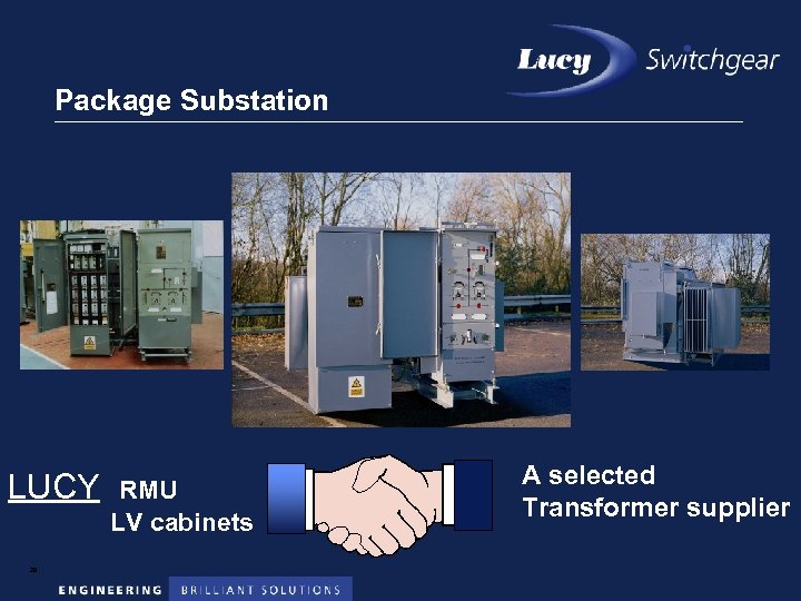 Package Substation LUCY 29 RMU LV cabinets A selected Transformer supplier 