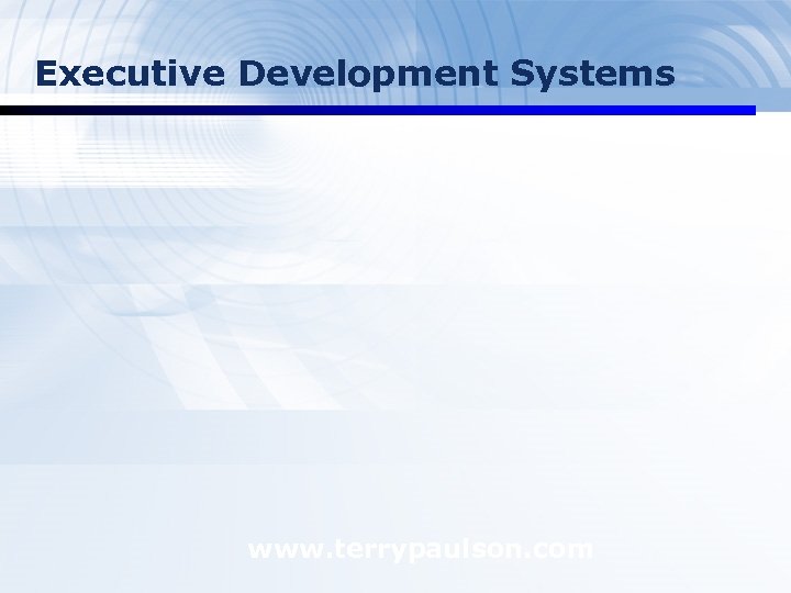 Executive Development Systems www. terrypaulson. com 