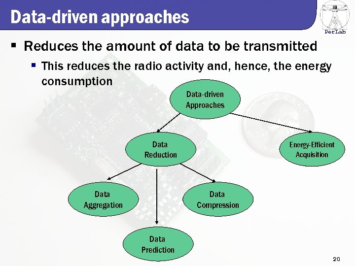 Data-driven approaches Per. Lab § Reduces the amount of data to be transmitted §