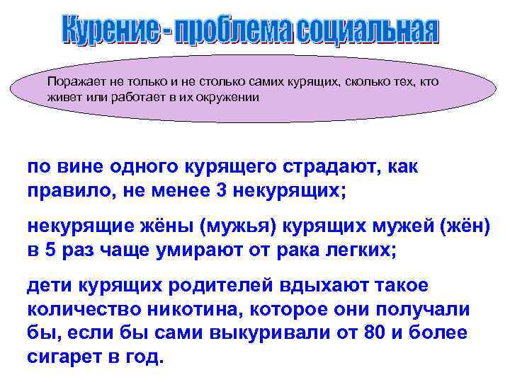 Поражает не только и не столько самих курящих, сколько тех, кто живет или работает