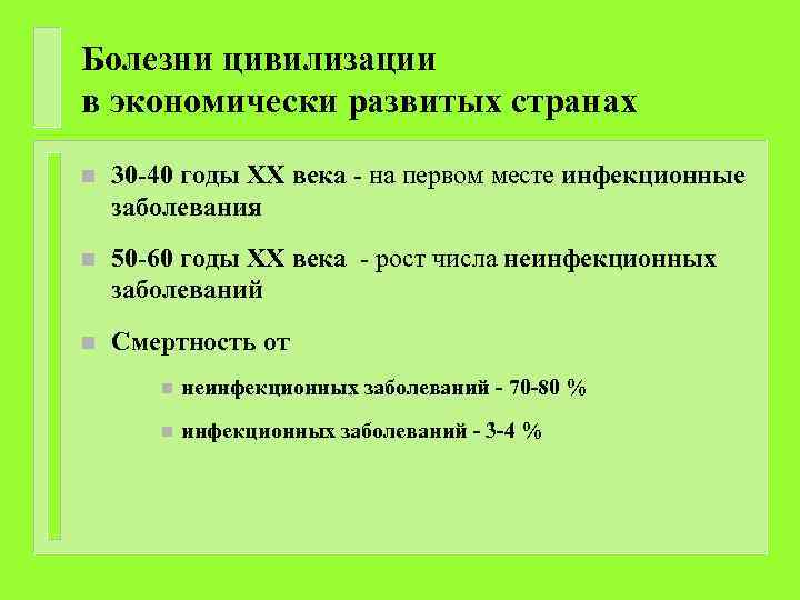 Болезни цивилизации в экономически развитых странах n 30 -40 годы XX века - на