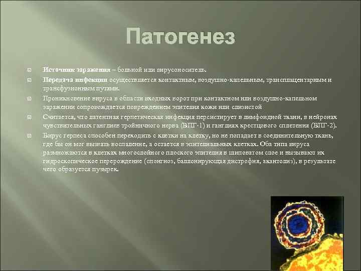 Патогенез Источник заражения – больной или вирусоноситель. Передача инфекции осуществляется контактным, воздушно-капельным, трансплацентарным и