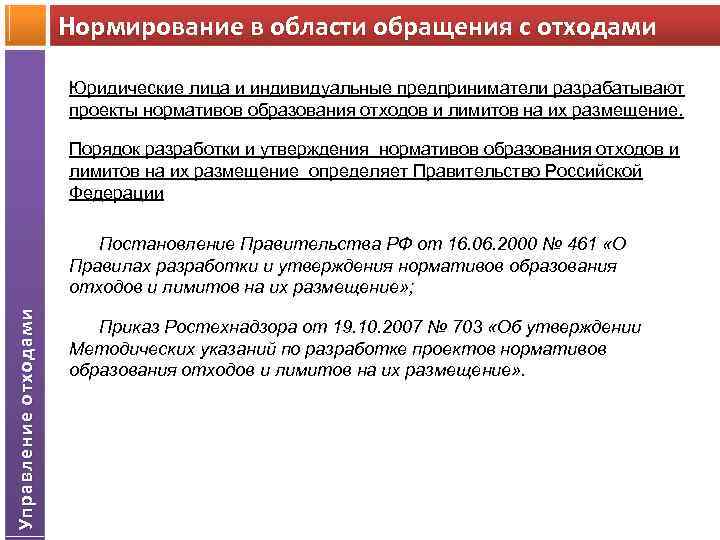 Методические указания по разработке проектов нормативов образования отходов и лимитов их размещения