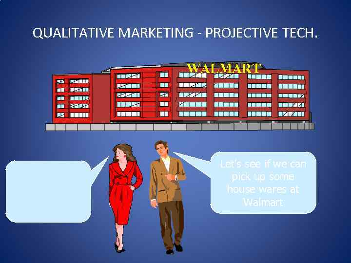 QUALITATIVE MARKETING - PROJECTIVE TECH. • Hth • Hntfyf • hngfhn WALMART Let’s see