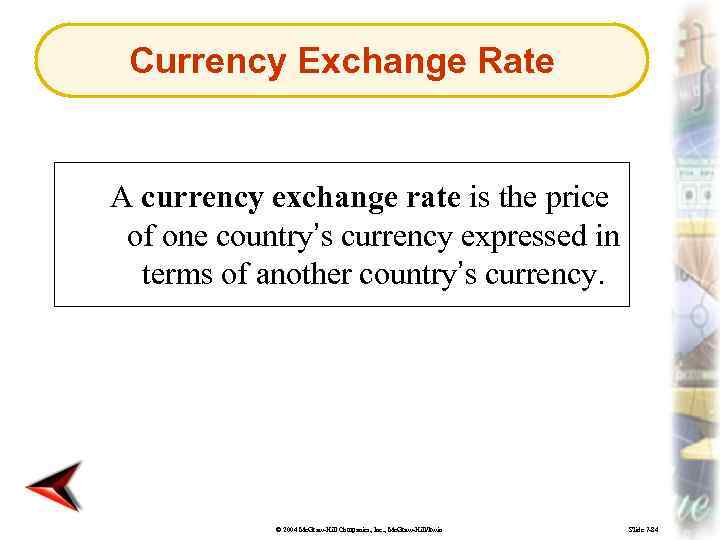 Currency Exchange Rate A currency exchange rate is the price of one country’s currency