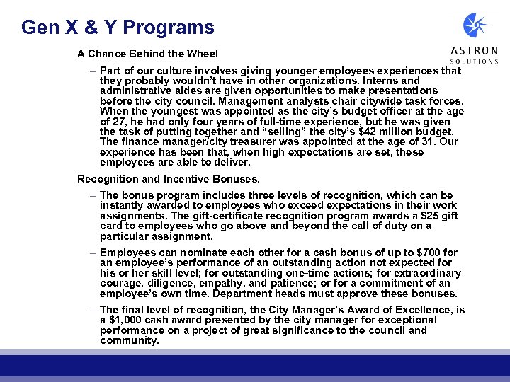 Gen X & Y Programs A Chance Behind the Wheel – Part of our