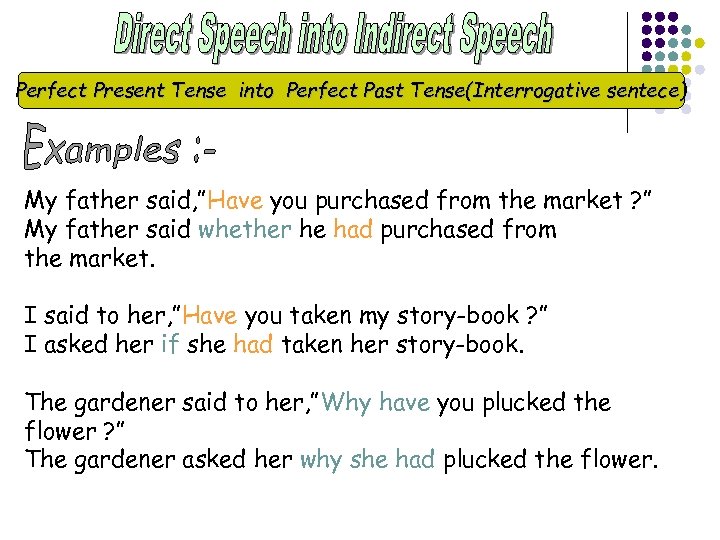 Perfect Present Tense into Perfect Past Tense(Interrogative sentece) My father said, ”Have you purchased