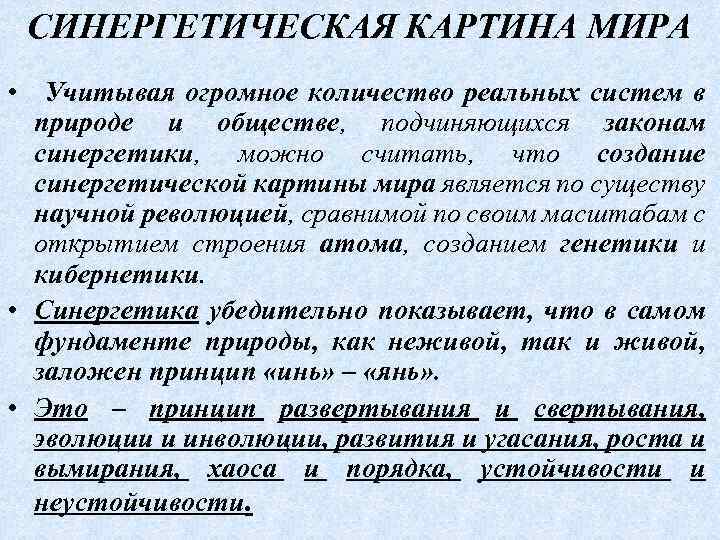 Синергетическая картина мира