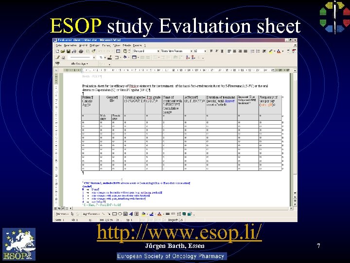 ESOP study Evaluation sheet http: //www. esop. li/ Jürgen Barth, Essen 7 