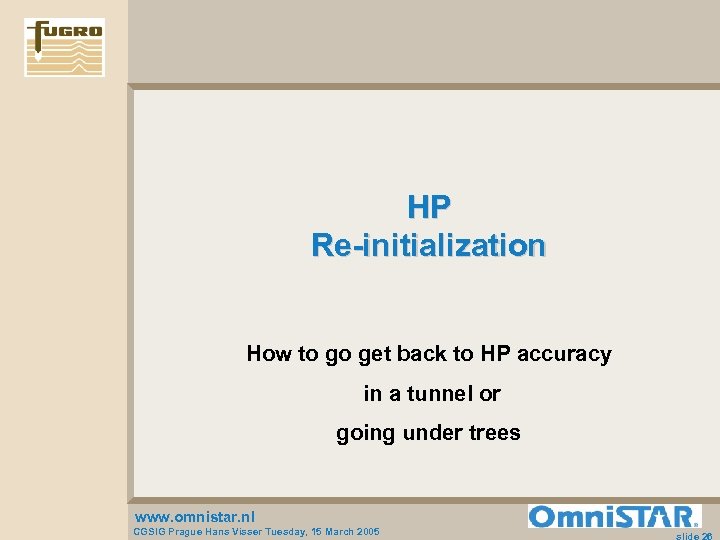 HP Re-initialization How to go get back to HP accuracy in a tunnel or