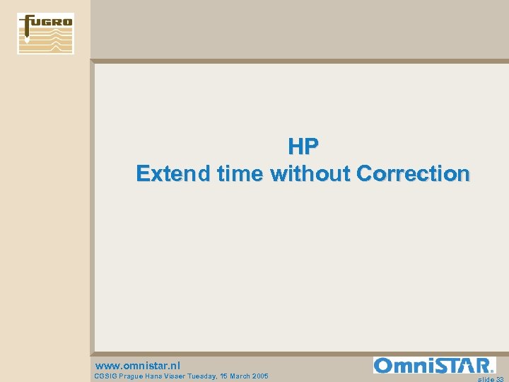 HP Extend time without Correction www. omnistar. nl CGSIG Prague Hans Visser Tuesday, 15