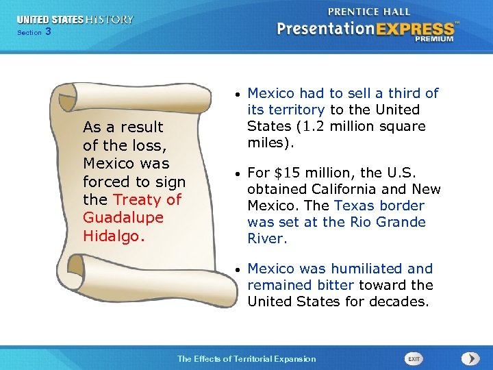 325 Section Chapter Section 1 • • For $15 million, the U. S. obtained