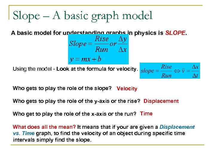 Slope – A basic graph model A basic model for understanding graphs in physics