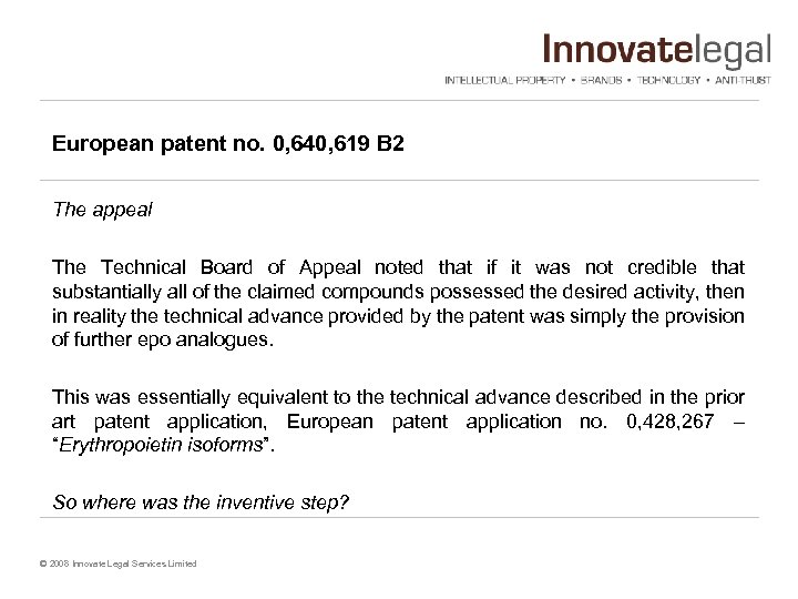 European patent no. 0, 640, 619 B 2 The appeal The Technical Board of