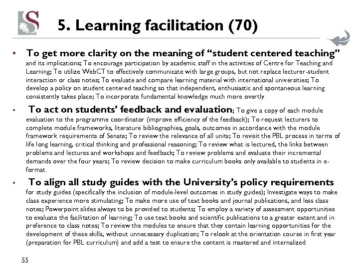 5. Learning facilitation (70) • To get more clarity on the meaning of “student