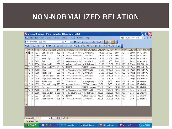 NON-NORMALIZED RELATION 