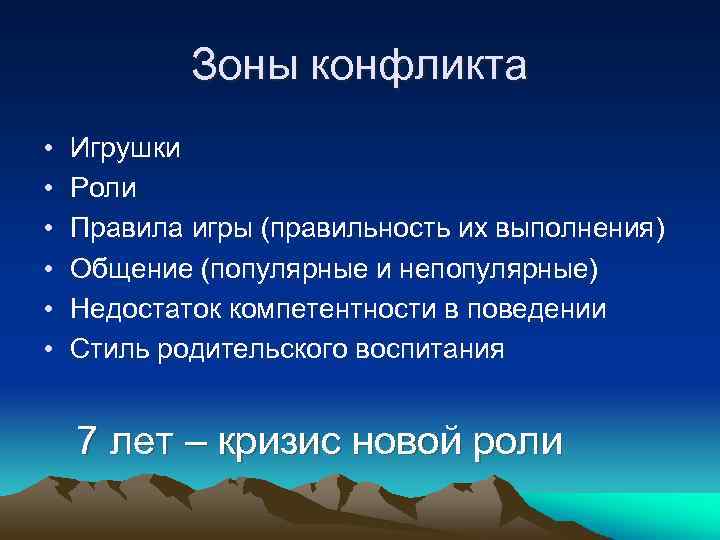 Зоны конфликта • • • Игрушки Роли Правила игры (правильность их выполнения) Общение (популярные