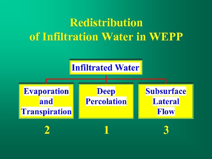 Redistribution of Infiltration Water in WEPP 2 1 3 