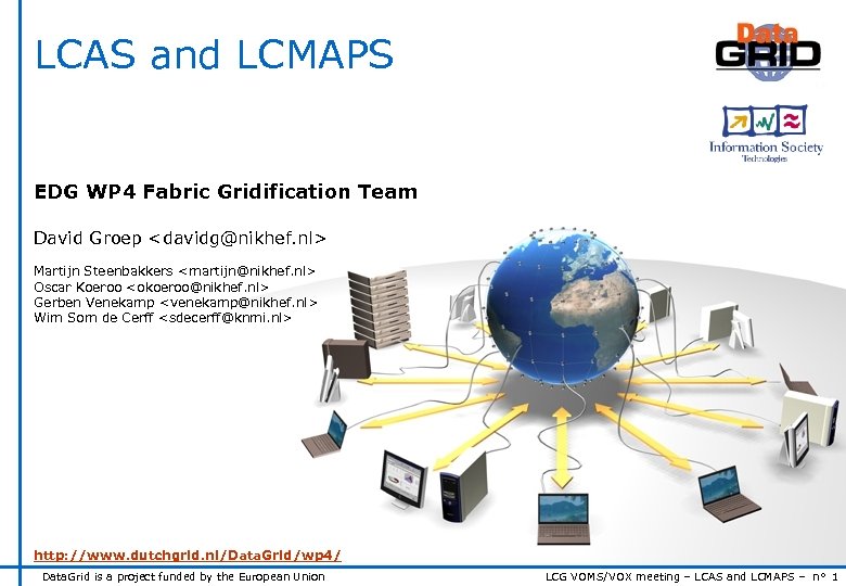 LCAS and LCMAPS EDG WP 4 Fabric Gridification Team David Groep <davidg@nikhef. nl> Martijn