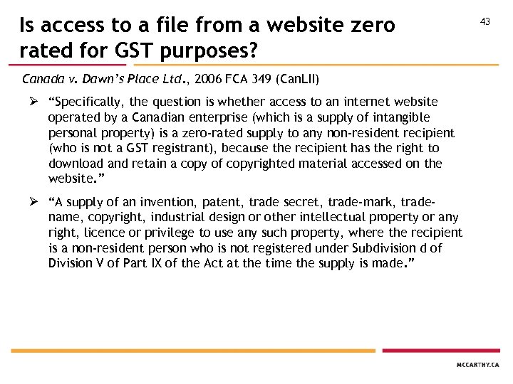 Is access to a file from a website zero rated for GST purposes? Canada