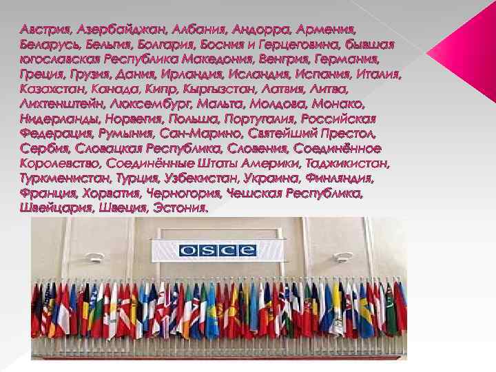 Австрия, Азербайджан, Албания, Андорра, Армения, Беларусь, Бельгия, Болгария, Босния и Герцеговина, бывшая югославская Республика