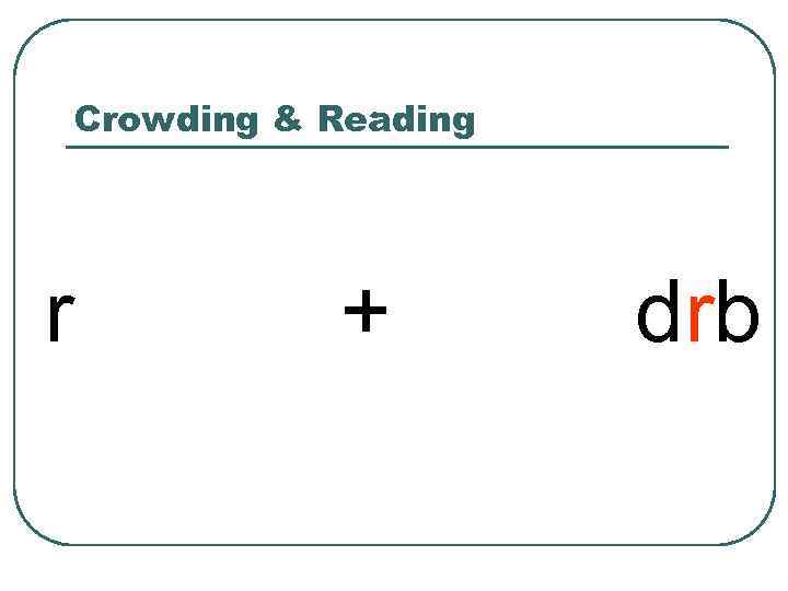 Crowding & Reading r + drb 