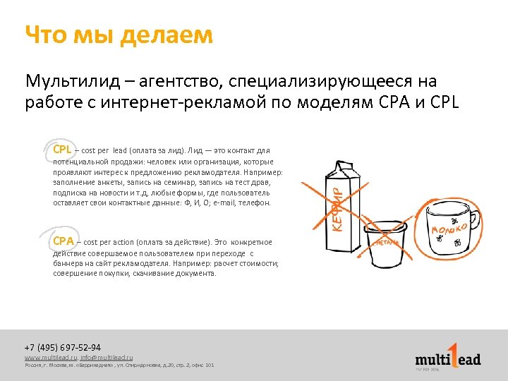 Что мы делаем Мультилид – агентство, специализирующееся на работе с интернет-рекламой по моделям CPA
