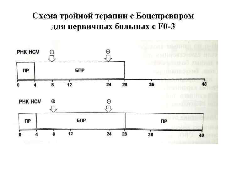 Схема тройной терапии с Боцепревиром для первичных больных с F 0 -3 