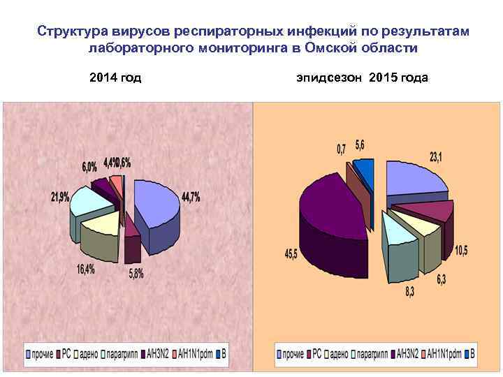 Структура вирусов респираторных инфекций по результатам лабораторного мониторинга в Омской области 2014 год эпидсезон