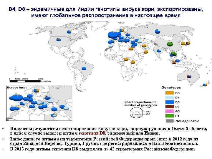 D 4, D 8 – эндемичные для Индии генотипы вируса кори, экспортированы, имеют глобальное