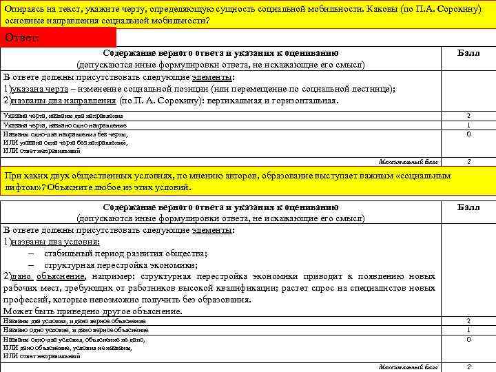 Опираясь на текст, укажите черту, определяющую сущность социальной мобильности. Каковы (по П. А. Сорокину)