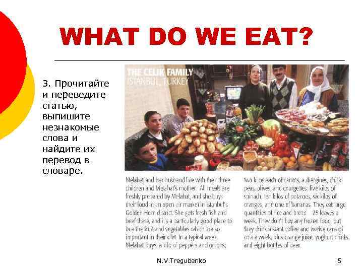 WHAT DO WE EAT? 3. Прочитайте и переведите статью, выпишите незнакомые слова и найдите