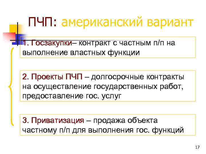 ПЧП: американский вариант 1. Госзакупки– контракт с частным п/п на Госзакупки выполнение властных функции