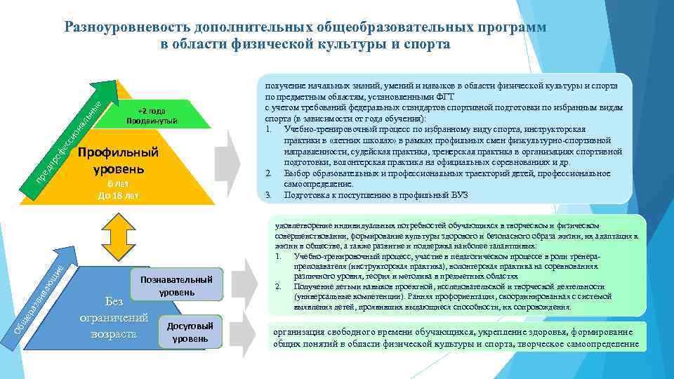 ые Разноуровневость дополнительных общеобразовательных программ в области физической культуры и спорта пр ед п