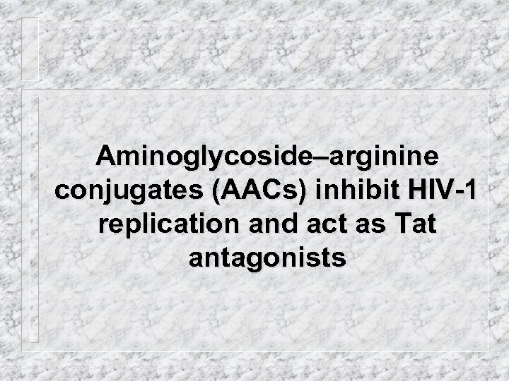 Aminoglycoside–arginine conjugates (AACs) inhibit HIV-1 replication and act as Tat antagonists 