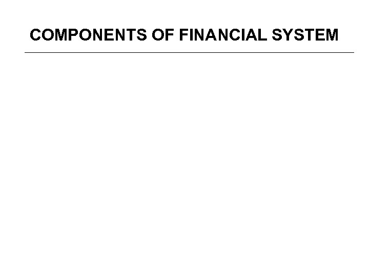 COMPONENTS OF FINANCIAL SYSTEM 